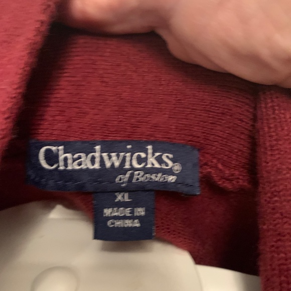Chadwick’s of Boston maroon front‎ tie sweater. Worn 2-3x - Picture 2 of 5